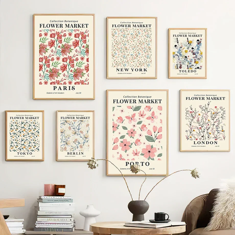 1pc frameless Canvas Painting Classic Retro Wall Art Multi-colour Abstract Flower HD Canvas Print Poster Home Living Room Bedroo