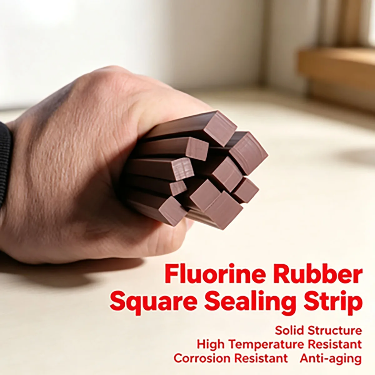 Rectangular Flat Gasket Strip, Acid & Alkali Resistant High Temperature Resistant FKM FPM Fluororubber Square Seal Strip