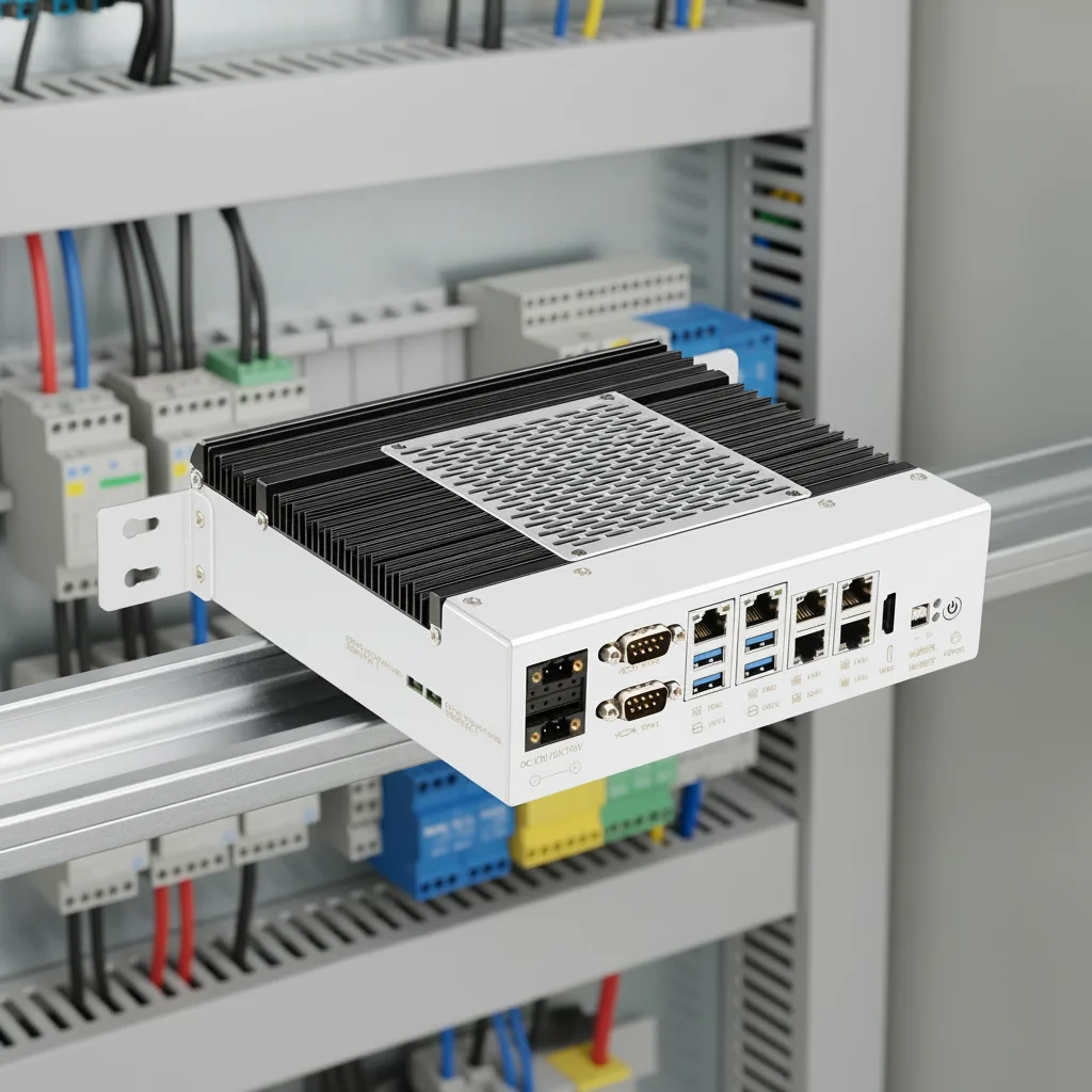 Fanless Mini PC Din Rail Computer 24V DC Power 6 Lan Port Intel I5 6500U 8G Memory PCIE Mini PC for Industrial Display