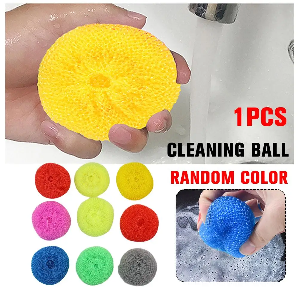 Kitchen Dish Scourer Cleaning Balls Kitchen Stainless Cleaning Balls Steel Scourer Scrubber Plastic Dish Wire E9F9