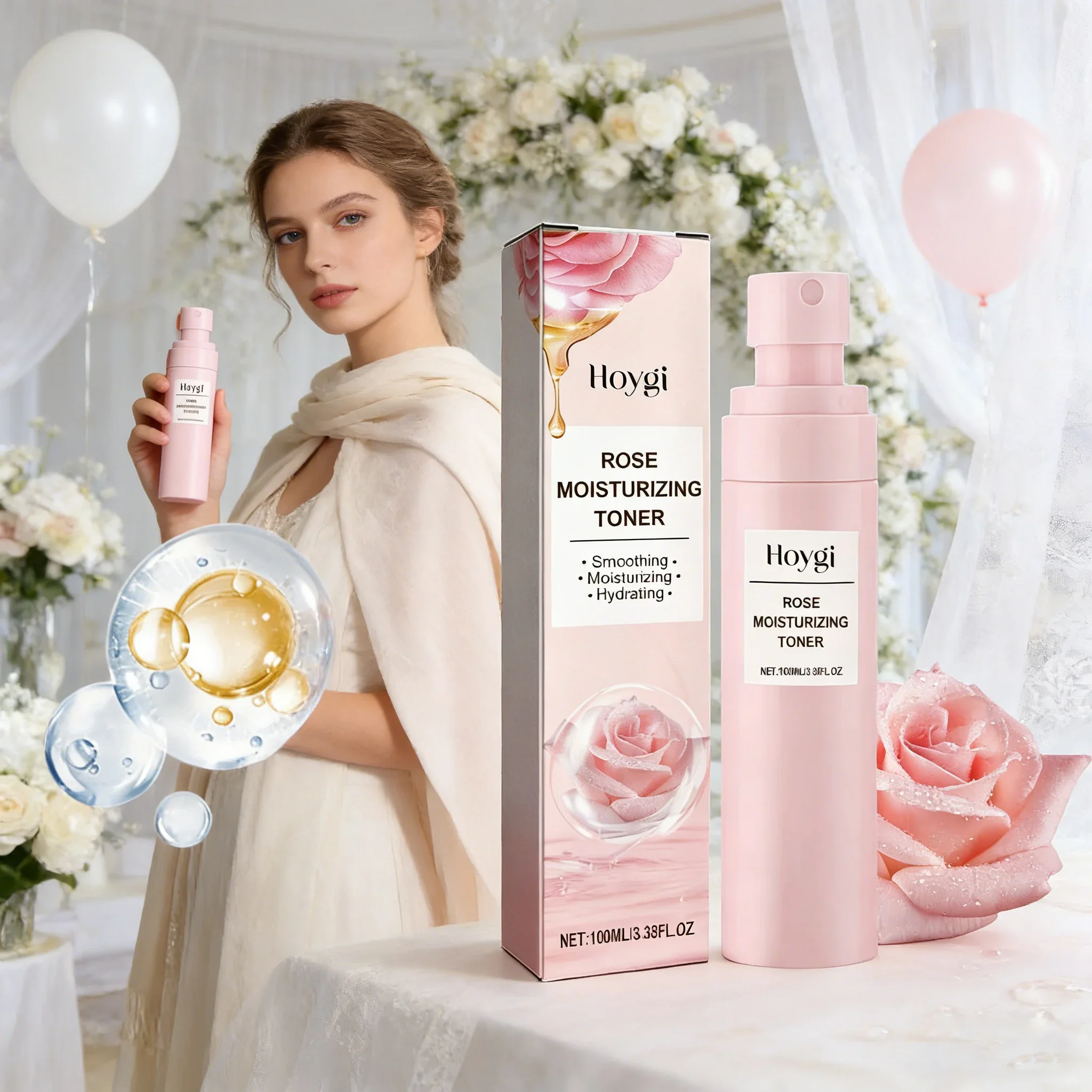 Tónico Facial Hidratante con Agua de Rosas - Cuidado de la Piel para Piel Seca, Minimiza los Poros, Preparación para el Día de la Boda