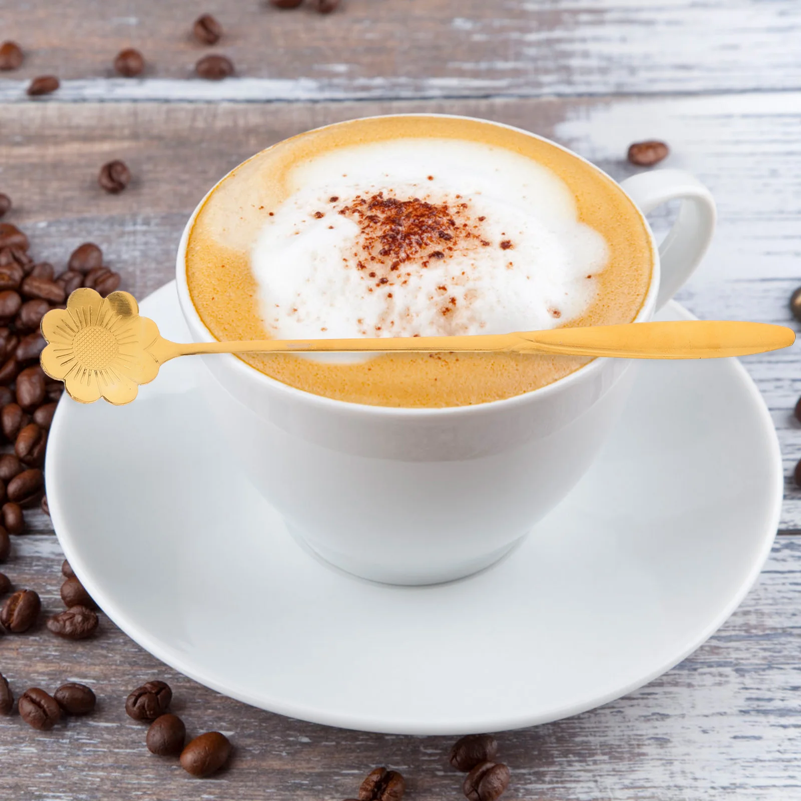 

1 set 1 Set Stainless Steel Flower Spoon Rose Design Dessert Spoon For Coffee Tea Ice Cream Mixing Portable Kitchen Spoons