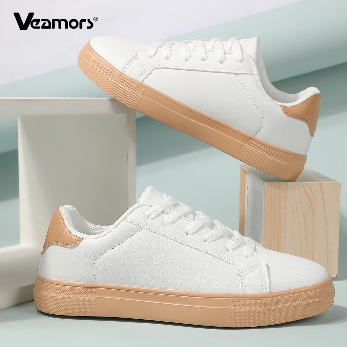 

Fashion Board Shoes for Men Women Lace-up PU Leather White Shoes Elastic Non-slip Outdoor Jogging Running Walking Causal Sneaker