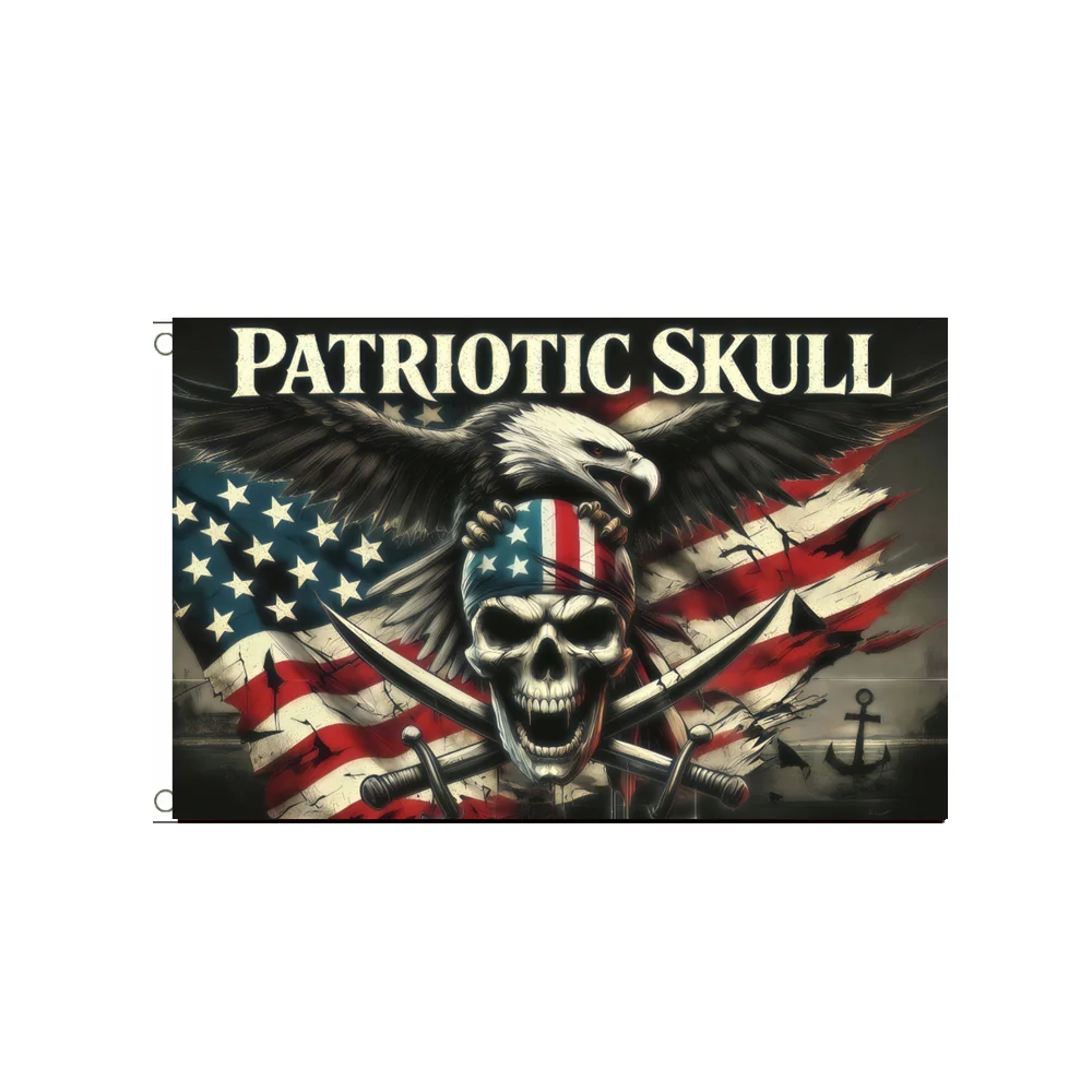 

Patriotic Skull American Eagle Flag3x5ft 2x3ft USA Pirate Banner Polyester Indoor Outdoor Home Wall Decor