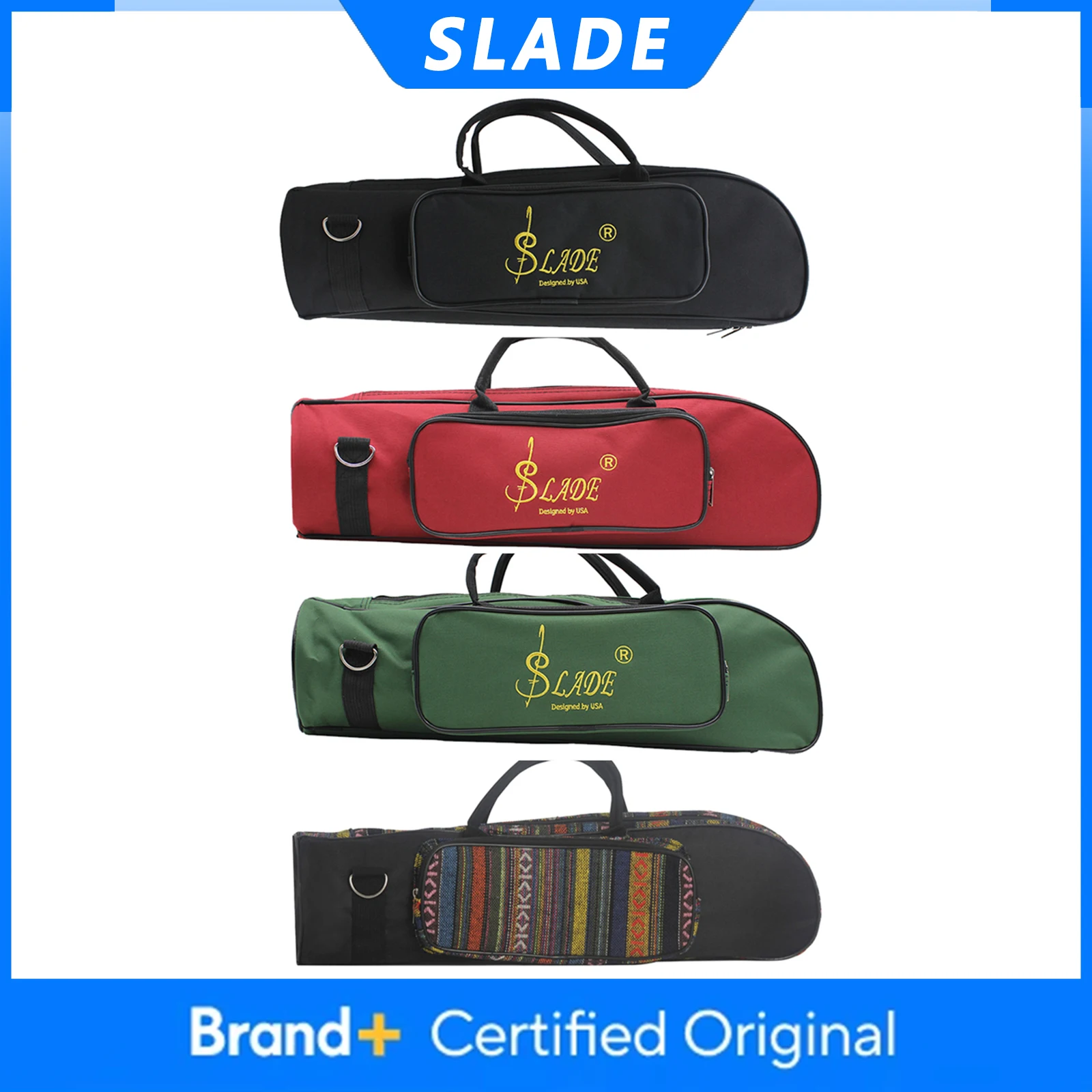 

Сумка для трубы SLADE с двойными молниями, водонепроницаемая, из ткани Оксфорд, с ручкой для переноски, аксессуары для духовых инструментов