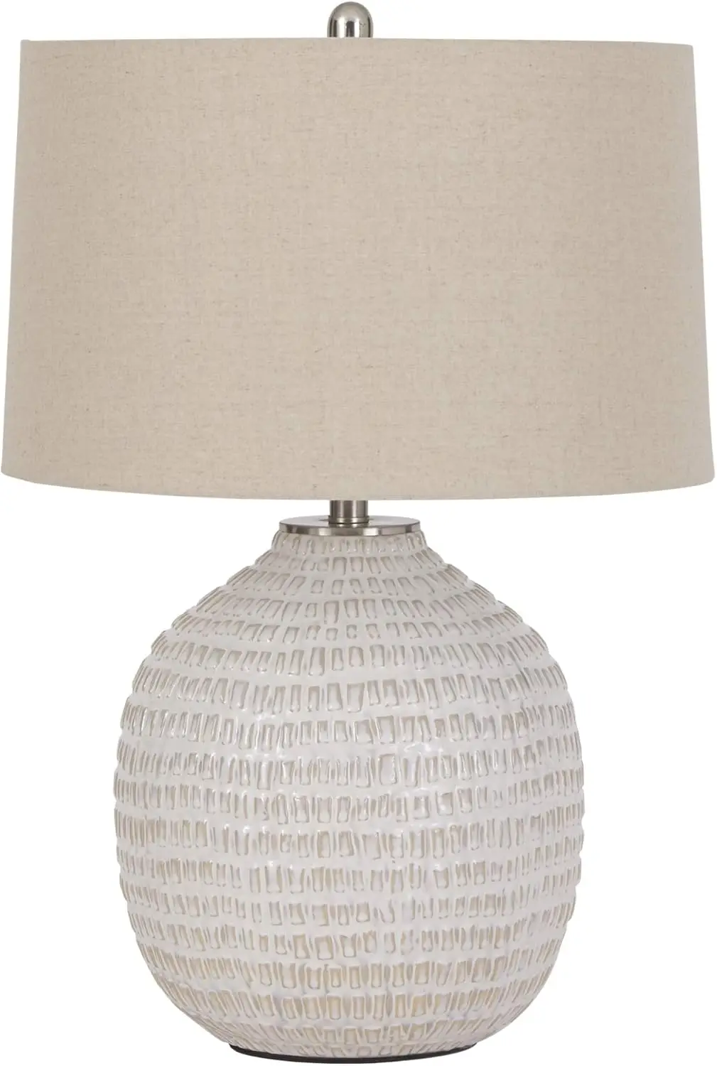 

Contemporary 26" Round Textured Ceramic Table Lamp, Beige