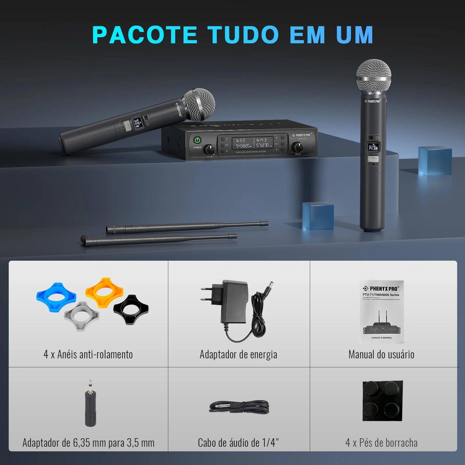 Phenyx Pro UHF двойная беспроводная микрофонная система профессиональная регулируемая прочная металлическая конструкция 100 м для церковного, пения, караоке