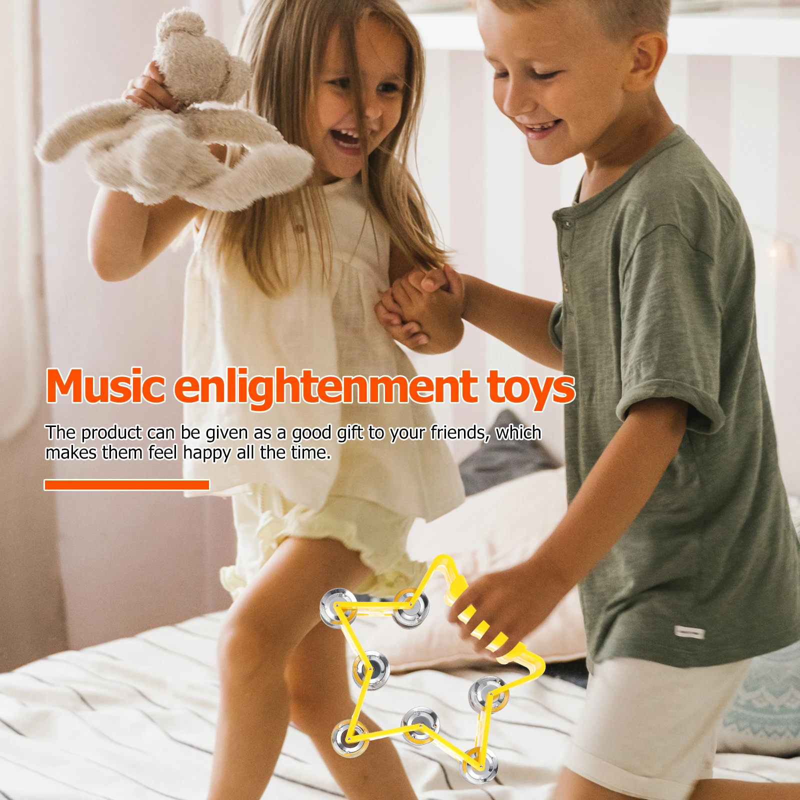 

1pc Handheld Bell Music Enlightenment Toy for Kids Safe Material Parent-Child Interactive Gift Party KTV Bar Props Handle