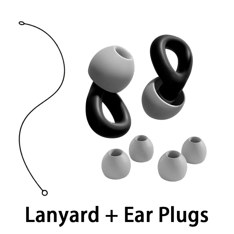 Silicone Earplugs with Lanyard – Comfortable Reusable, Noise Reduction for Sleep, Swim, Create Silent Space