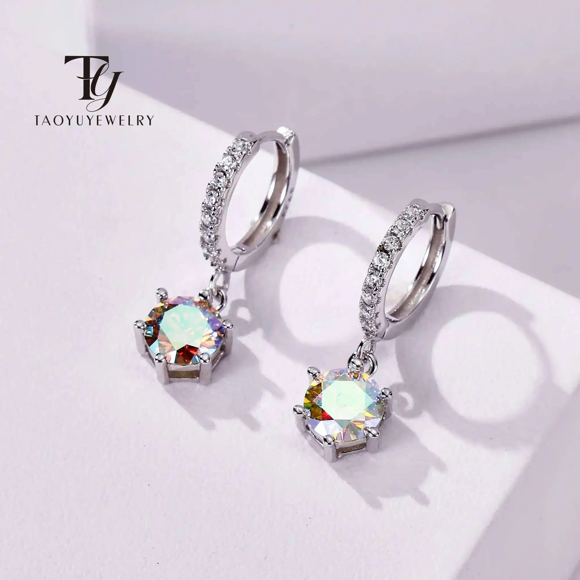 D Farbe VVS 1,0 ct Weißgold vergoldet Moissanit Tropfen Ohrringe für Frauen Funkelnden Hochzeit Edlen Schmuck 925 Massivsilber Party GRA