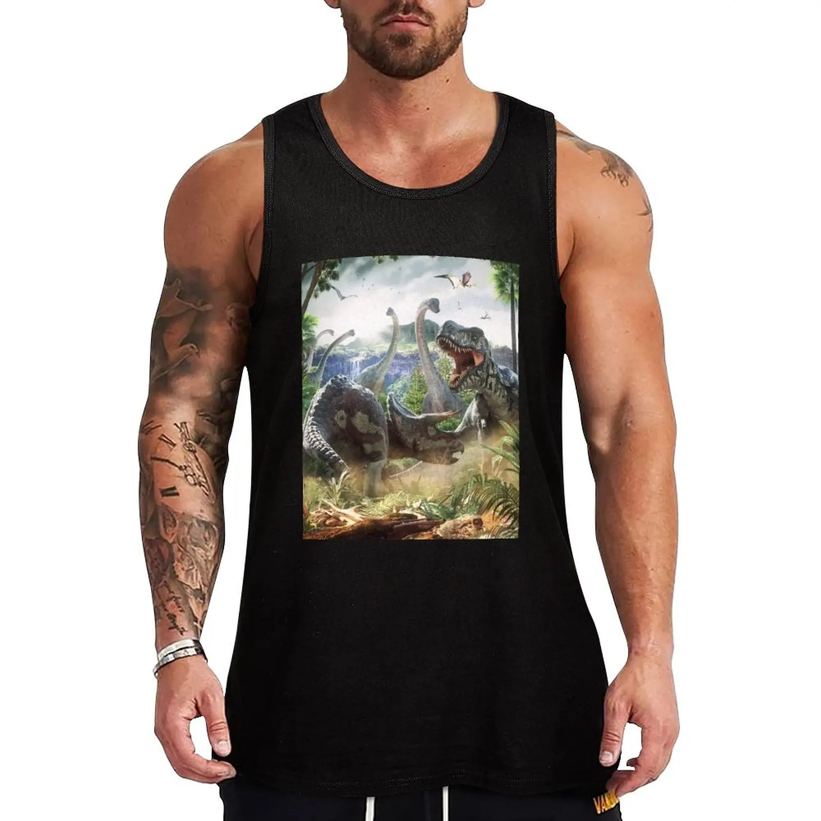 Dinosaur Battle Tank Top Funny Print Tank Top Humor Graphic Sleeveless Shirt