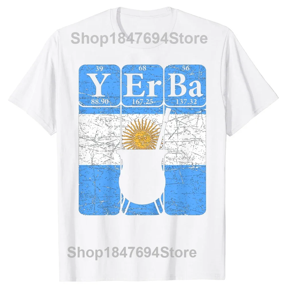 Yerba Mate Periodic Table Gourd Argentina Flag T Shirts Graphic Short Sleeve Birthday Gifts science chemistry T-shirt Streetwear