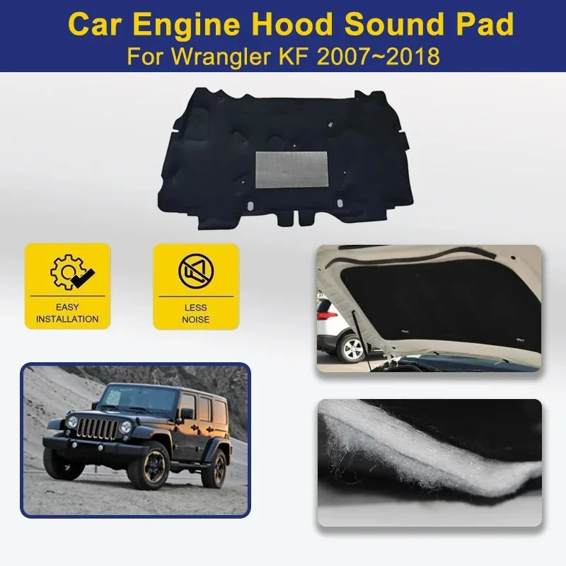 

Car Engine Hood Pads For JEEP Wrangler KF 2007~2018 Cotton Covers Heat Shades Insulation Mats Fireproof Carpets Auto Accessories