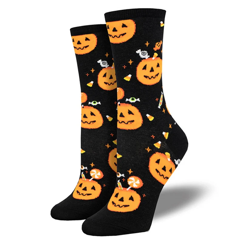 New Harajuku Halloween Creative Funny Pumpkin Jacquard Tide Socks Men And Women Couples In Tube Socks