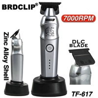 Professional Electric Hair Trimmer BRDCLIP TF-617 Men's Hair Clipper DLC  Blade Zinc Alloy Body with Base Carving Machine Barber