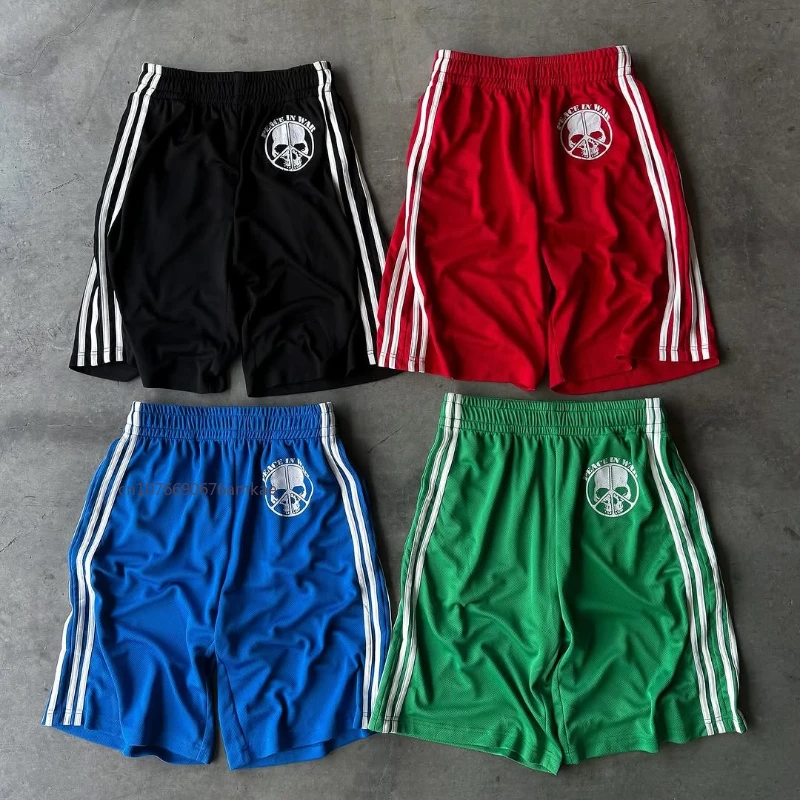 

Дышащие повседневные шорты с сотовой сеткой для мужчин и женщин, хипстерские брюки с рисунком черепа, пять брюк, новые летние спортивные штаны для пар