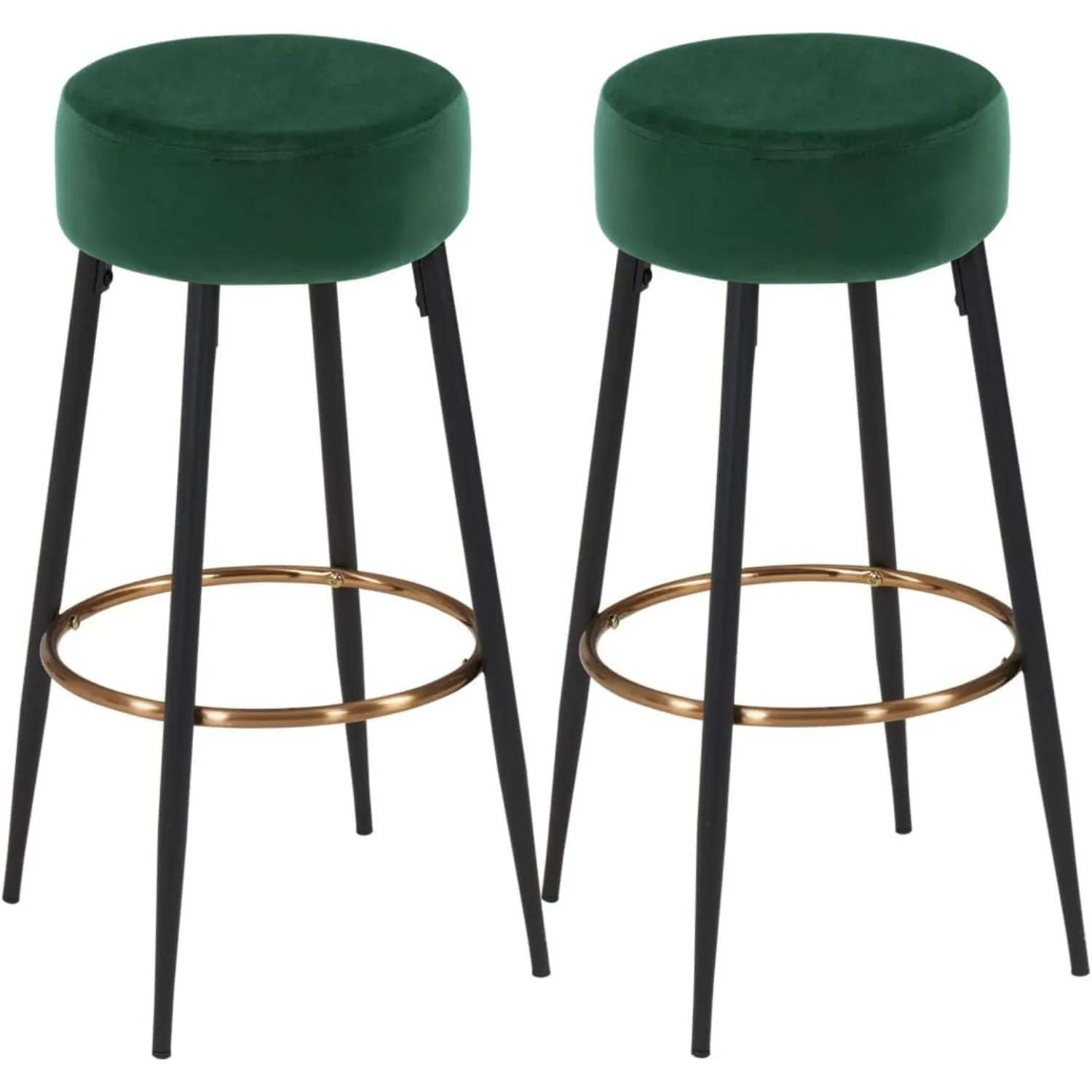 Set of 2, Modern Round Velvet Bar Stools, Height 30 Inches, Kitchen Breakfast Round Dining Chair Height for Coffee Shop, Bar,