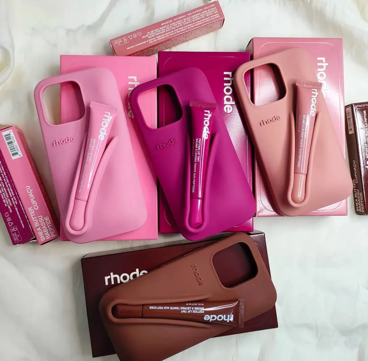 Funda de teléfono Rhode Autumn de edición limitada para IPhone 17 Air 16 15 14 13 12 11 Pro Max Plus con caja de lápiz labial cubierta esmaltada de brillo de labios