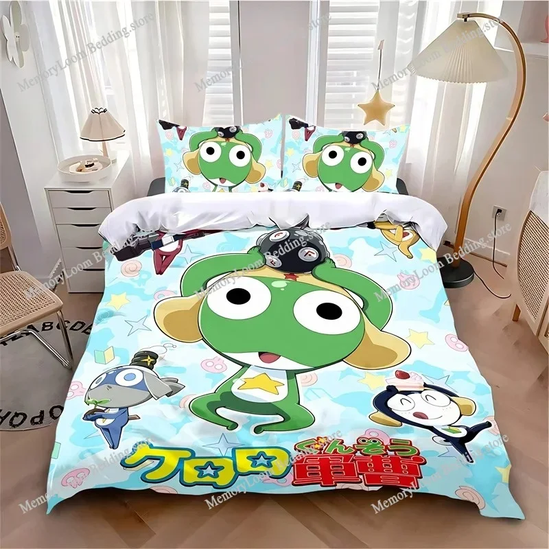 

3D Printed Anime Sergeant Frog Bedding Set Boys Girls Twin Queen Size Duvet Cover Pillowcase Bed Kids Adult Home Textileextile