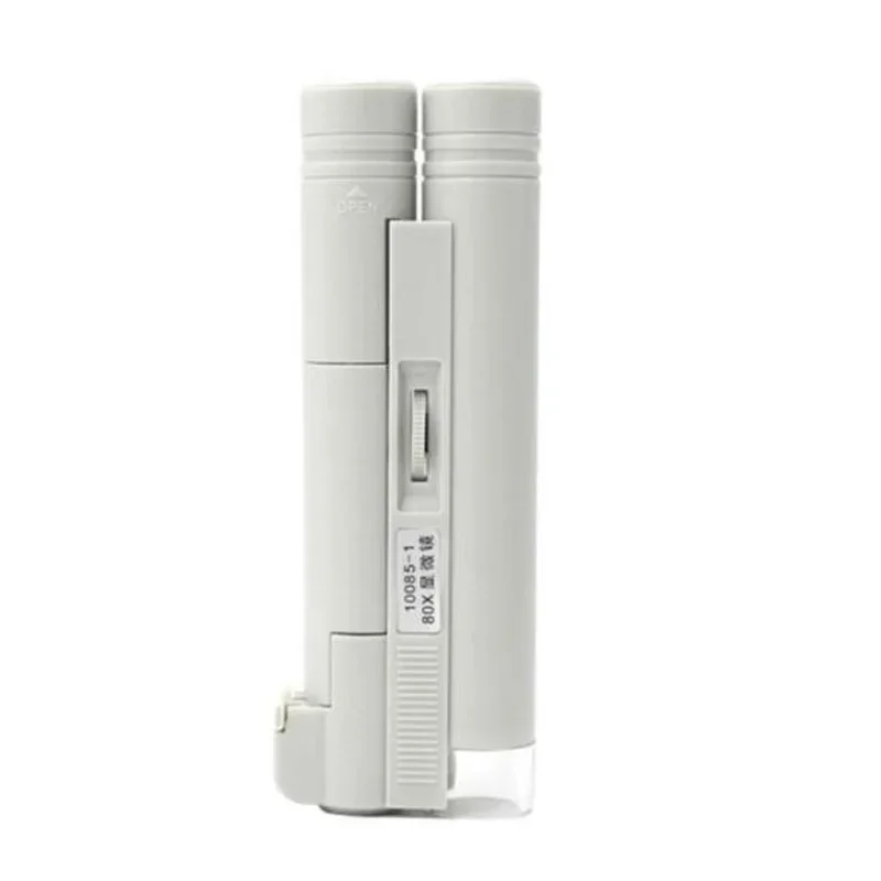 1pcs Portable Pocket Microscope 40X 80X 100X 150X Foldable Magnifiers Microscope Loupe Glass Lens with LED Illuminated