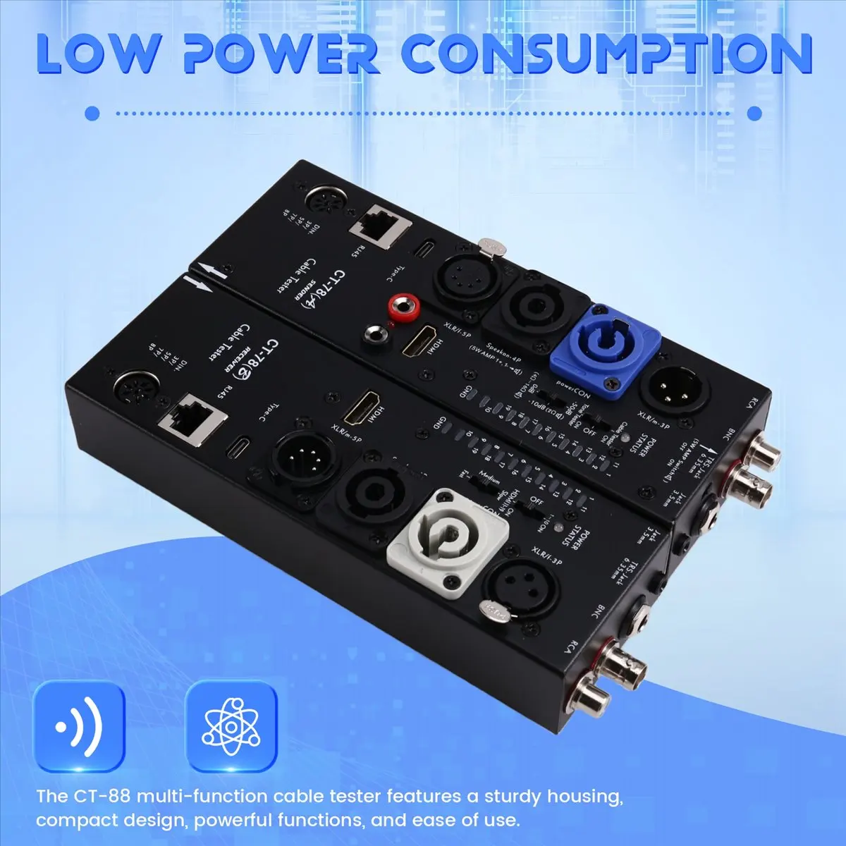 A99X CT78 Multifunction Cable Tester XLR Audio, Separation Remote, and -Compatible Automatic Detection in One Device
