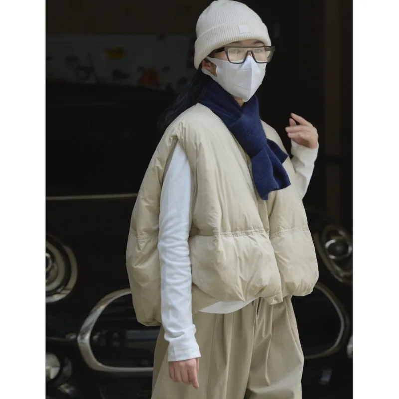 Johnature New Autumn Winter Korean-Style Casual Down Vest Loose Puffy Warm Zippered Sleeveless Jackets