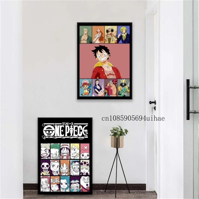 

One Piece Decorative Posters Luffy Zoro Anime Sofa Background Wall Hanging Painting One Piece Study Bedroom Mural Aesthetic Room