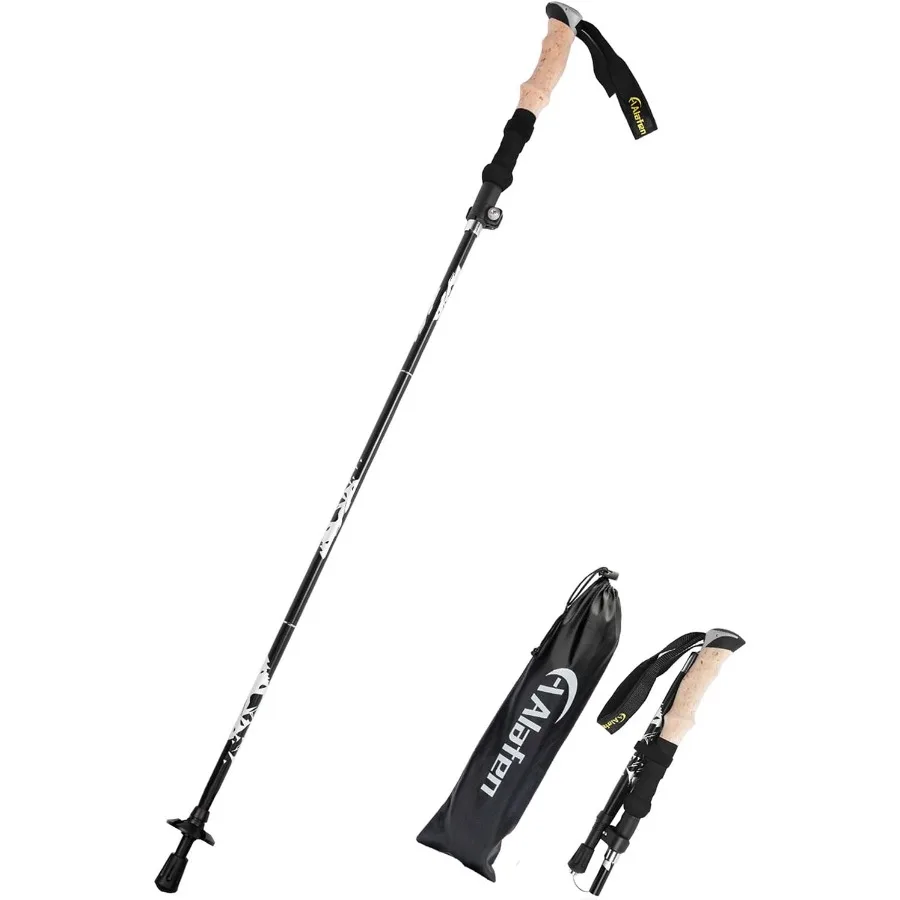 Bastón de trekking plegable y ligero, bastón ajustable de aluminio 7075 para senderismo y viajes, diseño plegable de bloqueo rápido