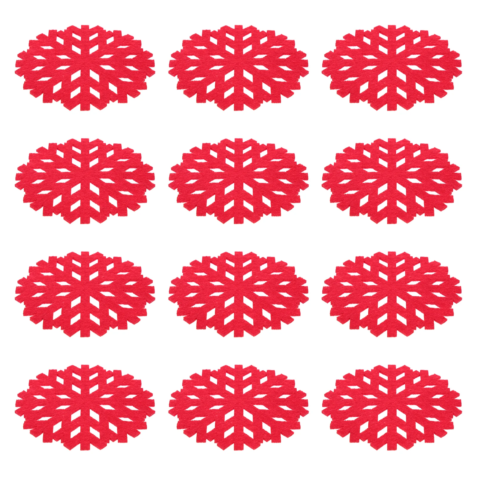 

12pcs Christmas Cup Coasters Snowflake Design Heat Resistant Placemats Home Restaurant Decorative Table Mats Lightweight