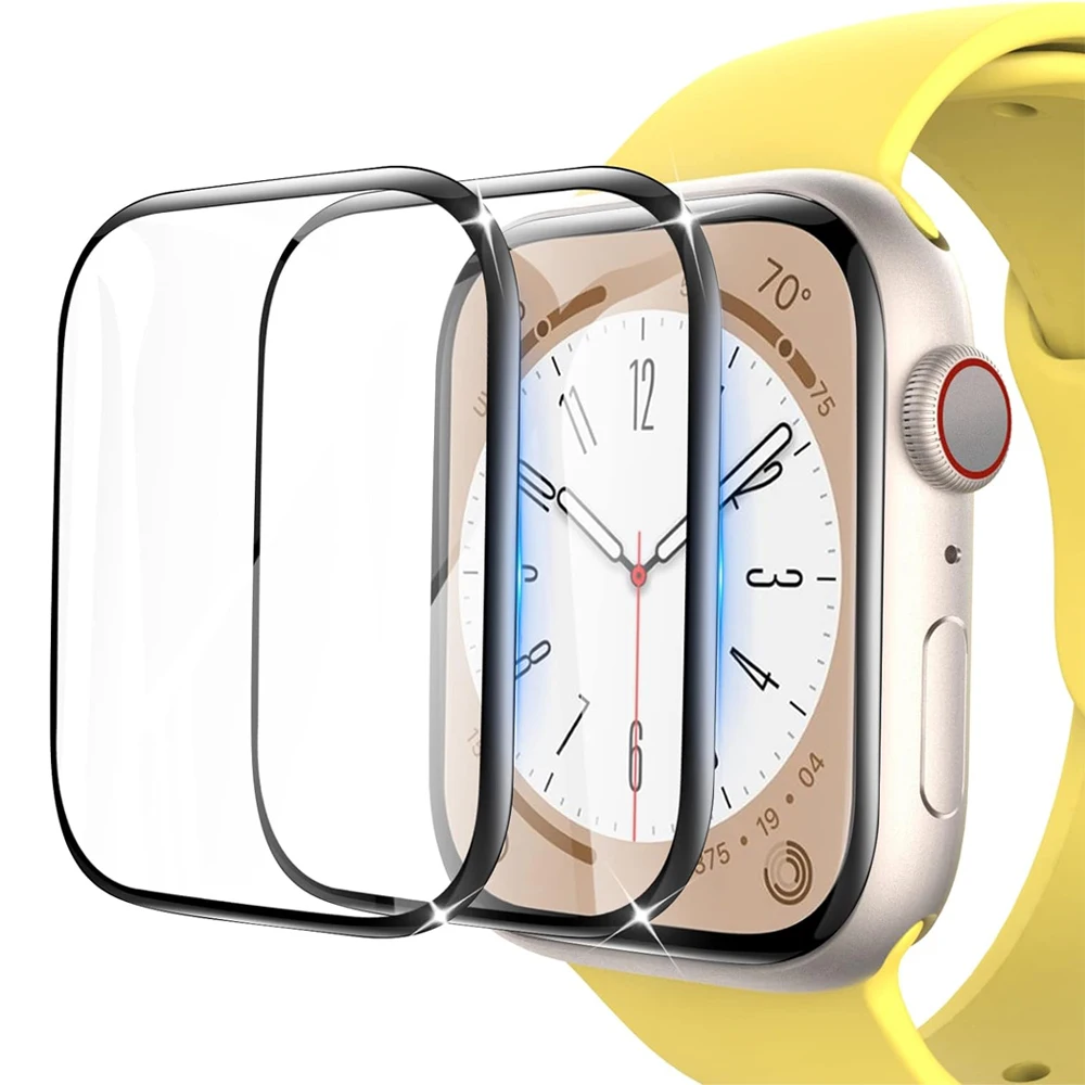 Protetor de tela para apple watch série 9 8 7 6 5 4 3 se 45mm 41mm 44mm 40mm 42mm 38mm acessórios iwatch capa de filme de vidro macio