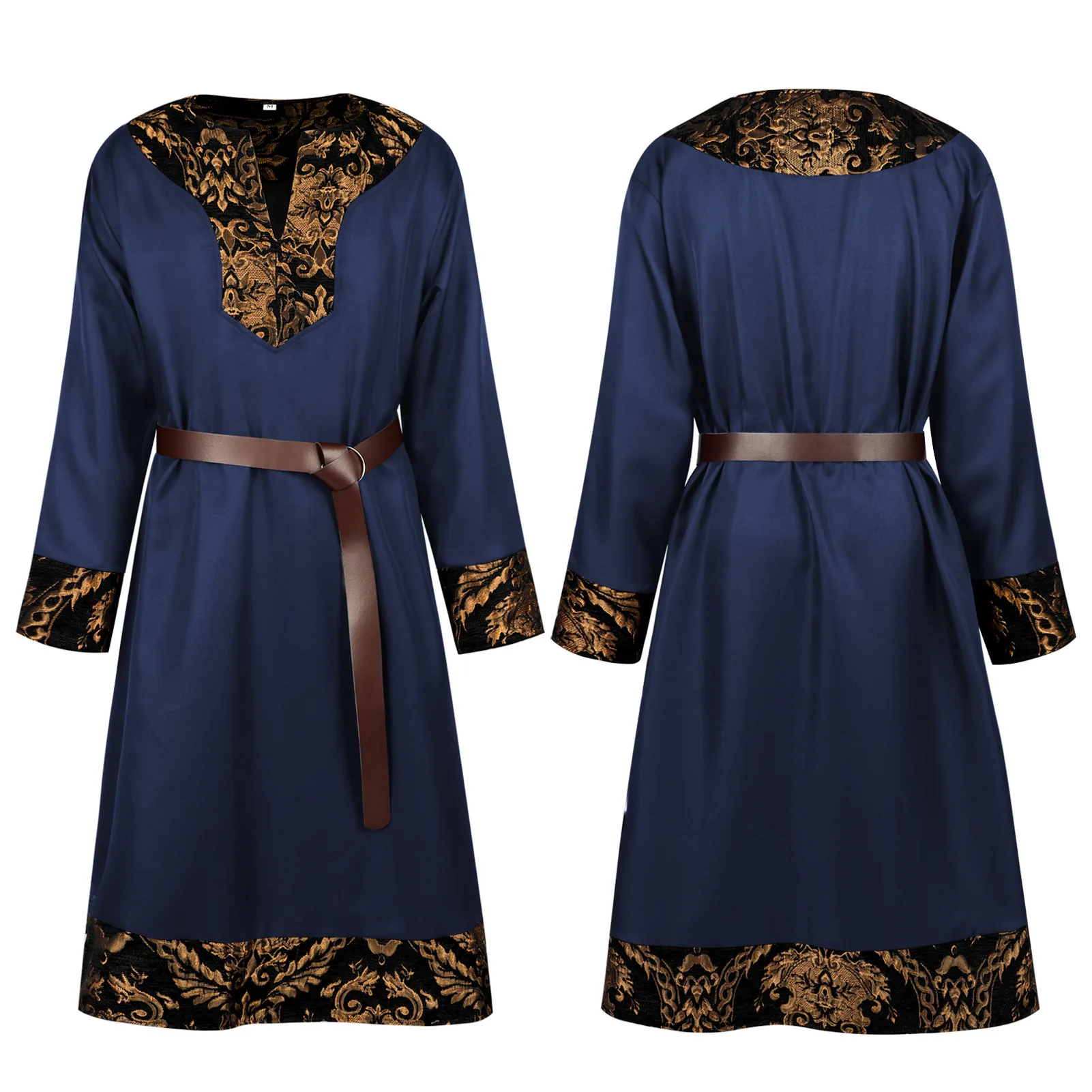 Medieval Larp Viking Costume Tunic Dress Long Shirt Men Warrior Knight Top V Neck Tabard Armor Nordic Garb Coat Outfit For Adult