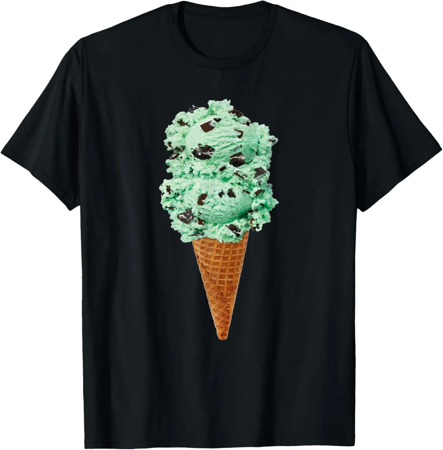 

Mint Chocolate Chip Ice Cream Cone Graphic Tee Soft Breathable Cotton T-Shirt Summer Trip