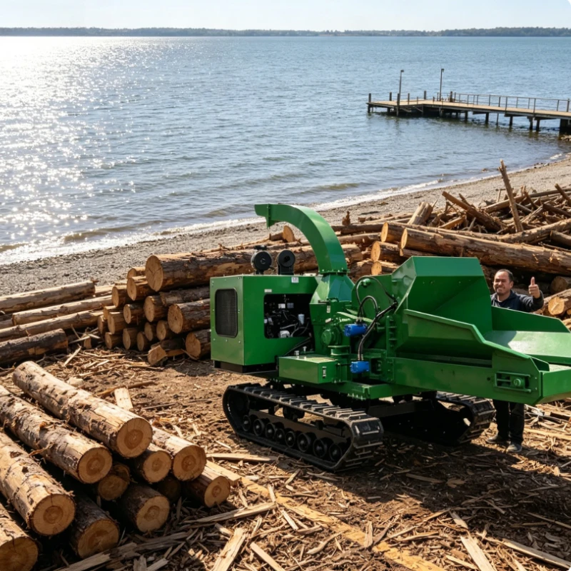 Wood Chipper Wood Shredder Wood Crusher Commercial Diesel Powered Mobile Towable Tree Branch Shredder Hydraulic Feed Device