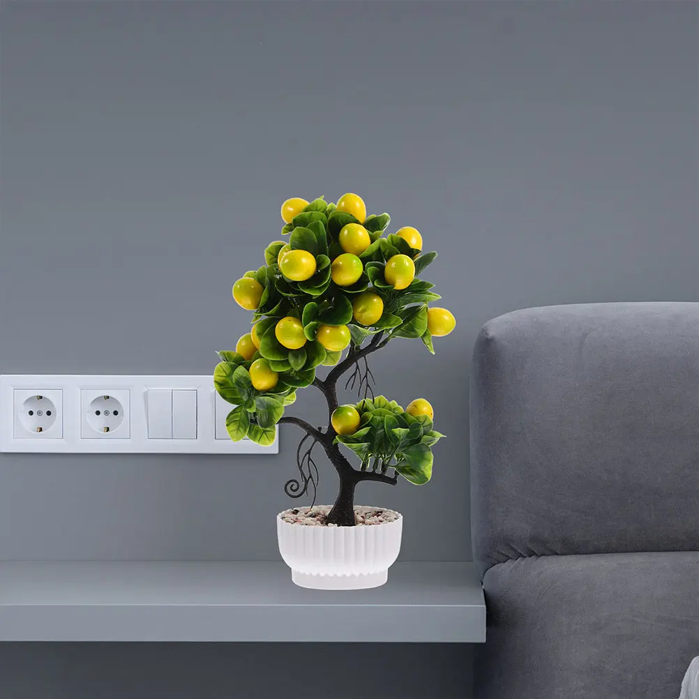 

2Pcs Artificial Fruit Tree Faux Lemon Decor Plants for Home Office Desk Living Room Dinning Study Bar Ornament