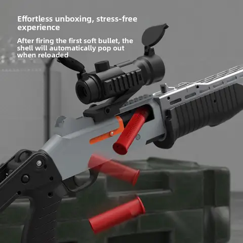 Scope Shotgun Blaster with Shell Ejecting Shotgun Pump Action Soft Dart Blaster Dual Mode Folding Stock 360° Hook Arm with Scope 20 Darts 6 Shells Boy Gift