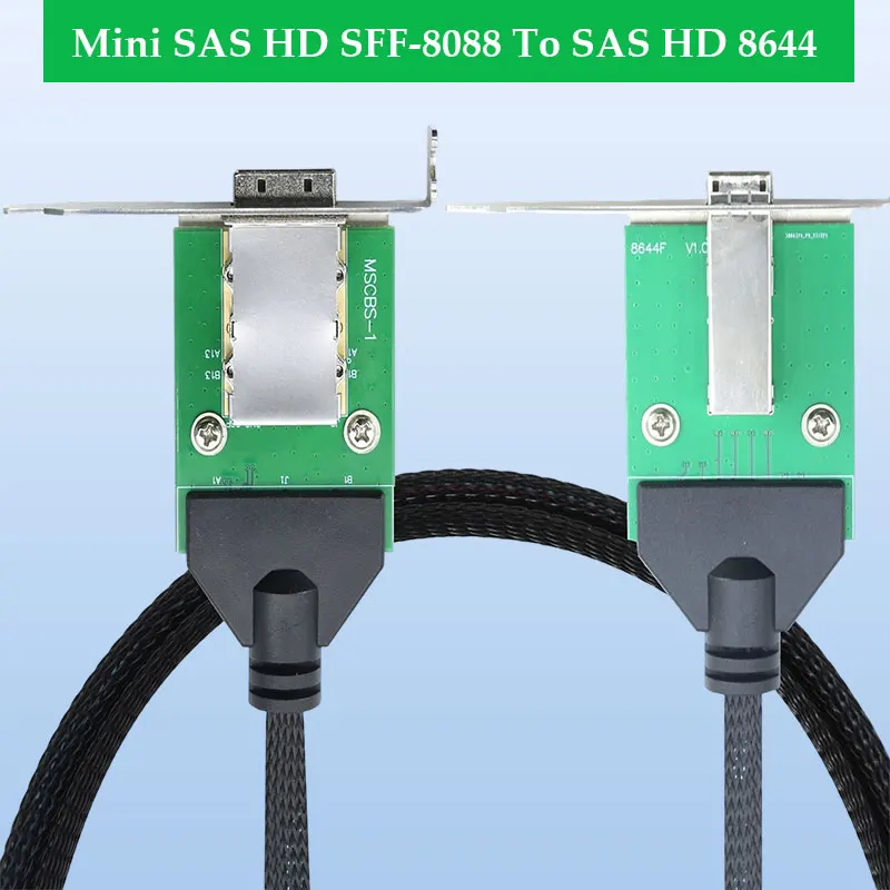 ADT-Link Mini SAS HD SFF-8088 Female To SAS HD 8644 Female Server Superimposed High-speed Conversion Cable Length 0.5M