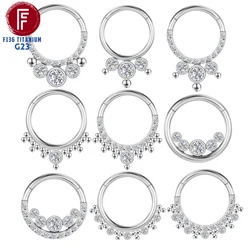 F136 Titanium Clicker Nose Piercing Septum Zircon Earrings Tragus Ring Conch Cartilage Daith Helix Lip Body Jewelry Charming