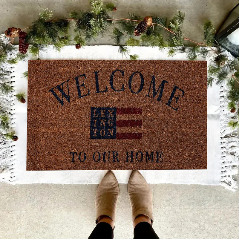 Welcome to Our Home Doormat - Patriotic Flag Design, Adds Charm and Warmth to Your Entrance, Perfect for All Seasons