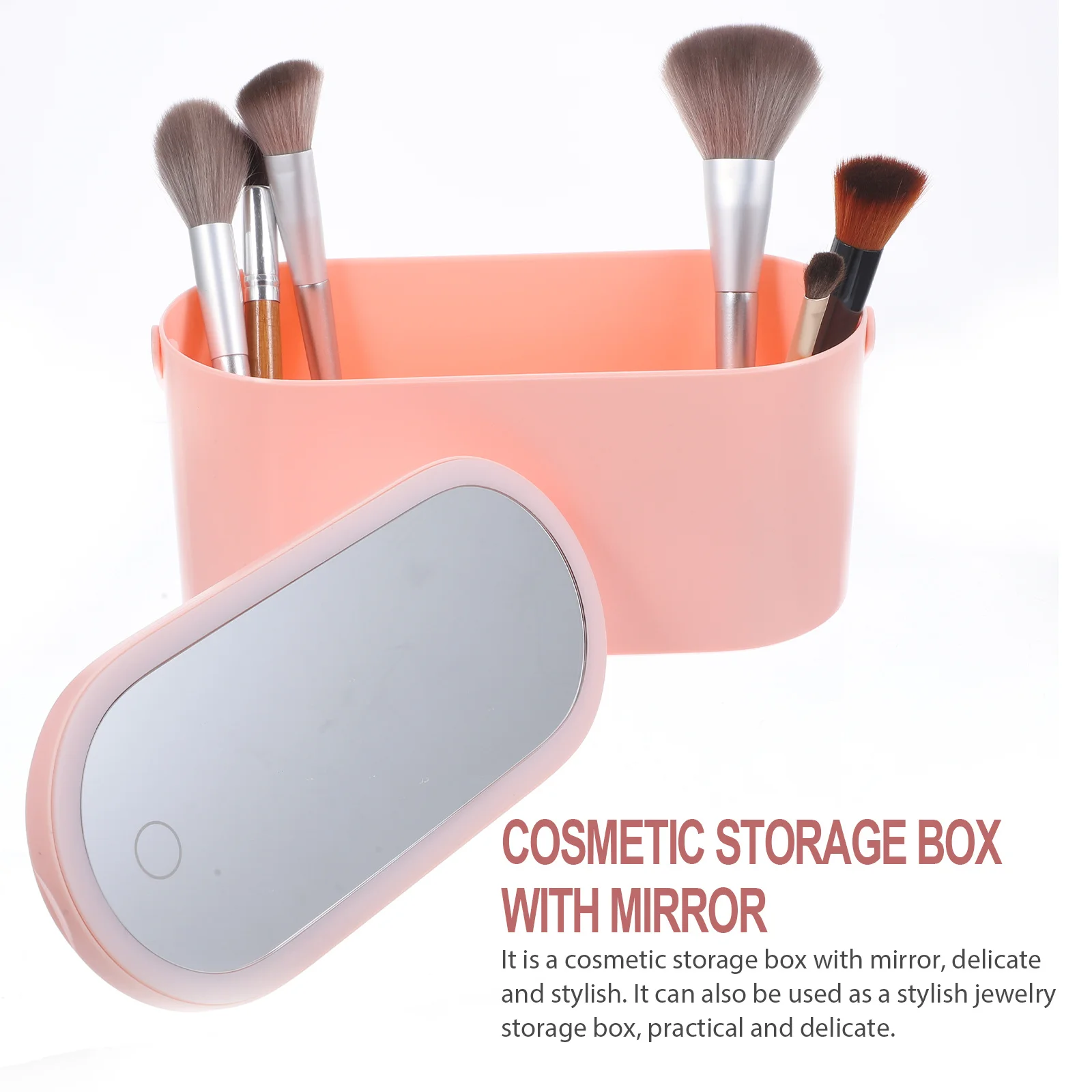 

Storage Box ABS Makeup Organizer Desktop Storage Case High Definition LED Makeup Mirror Portable Travel Holder