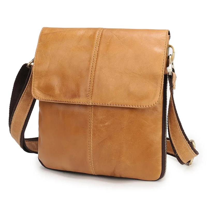 

2023 New Genuine Leather Men's Messenger Bag Vintage Shoulder Bags for 7.9" Ipad Mini Small High Quality Male Crossbody Bag