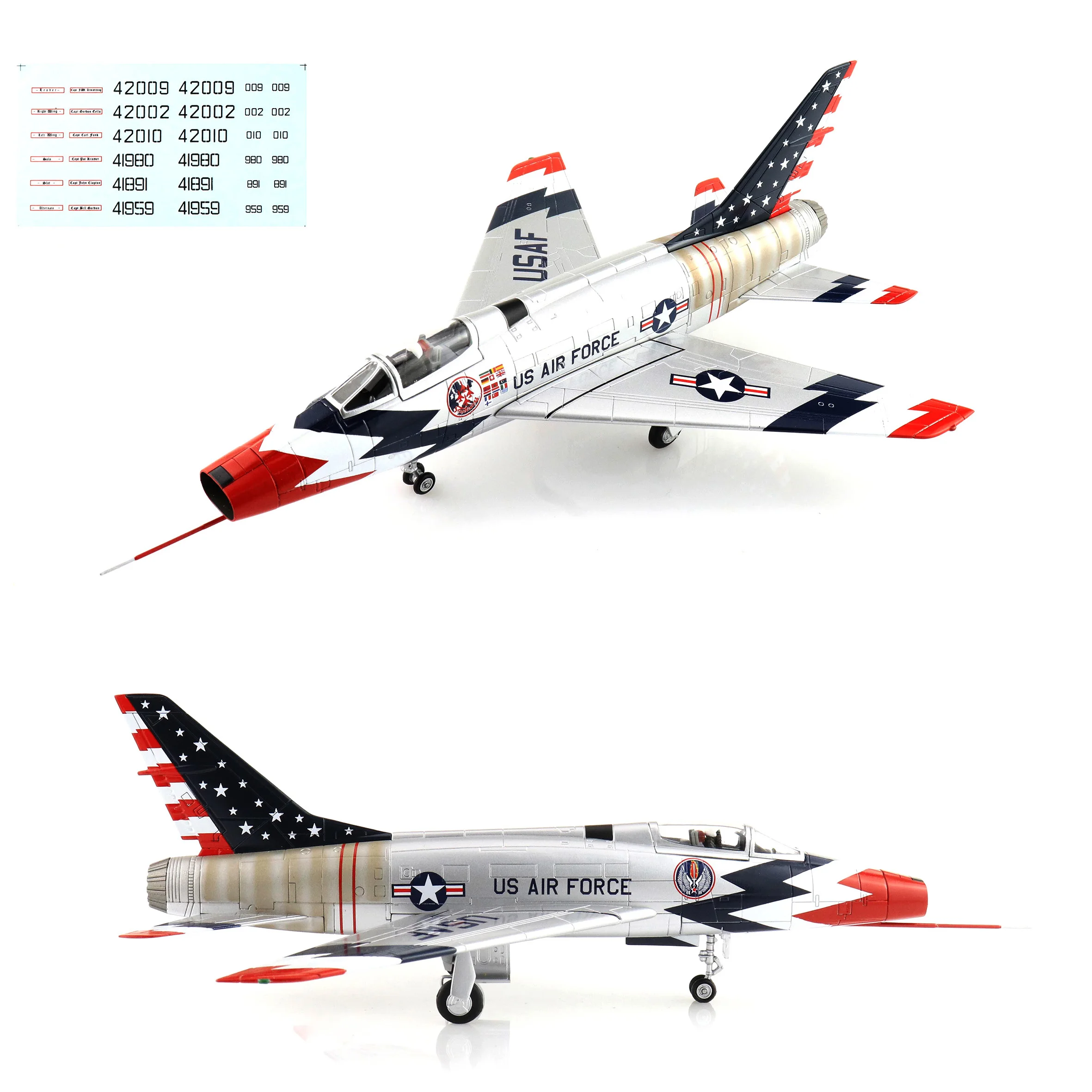 1:72 HA2124 F-100 F-100 Skyblazers USAF musim 1960 (dengan stiker untuk 6 pesawat) Model koleksi Aloi