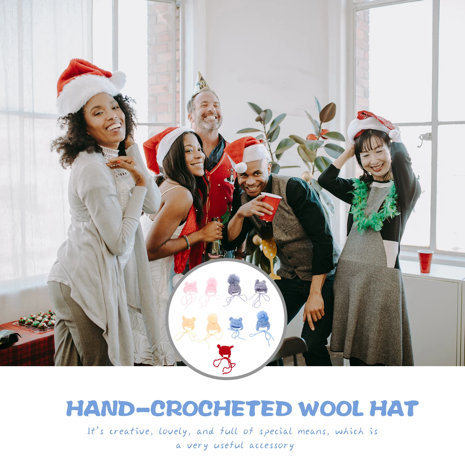 

9 Pcs Woolen Beanie Mini Hats for Crafts Imitation Miniature Knitting Crochet Small Charm Yarn Tiny Kit