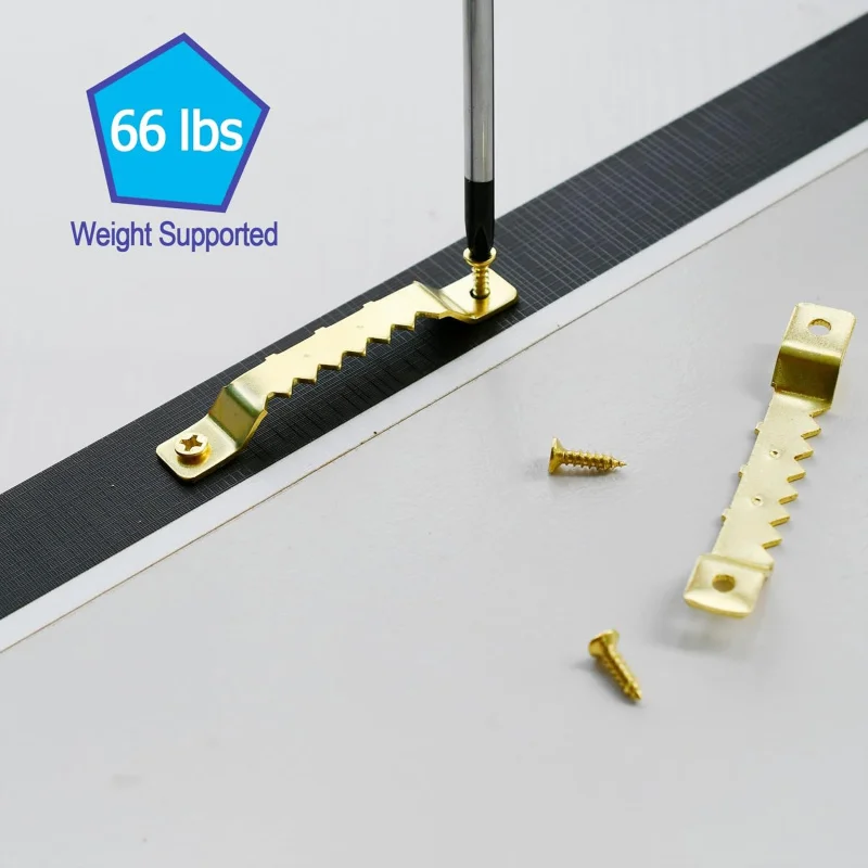 25 شماعة صور سن المنشار شديدة التحمل، تدعم 66 رطلاً، إطار صور قماشي معلق سميك C