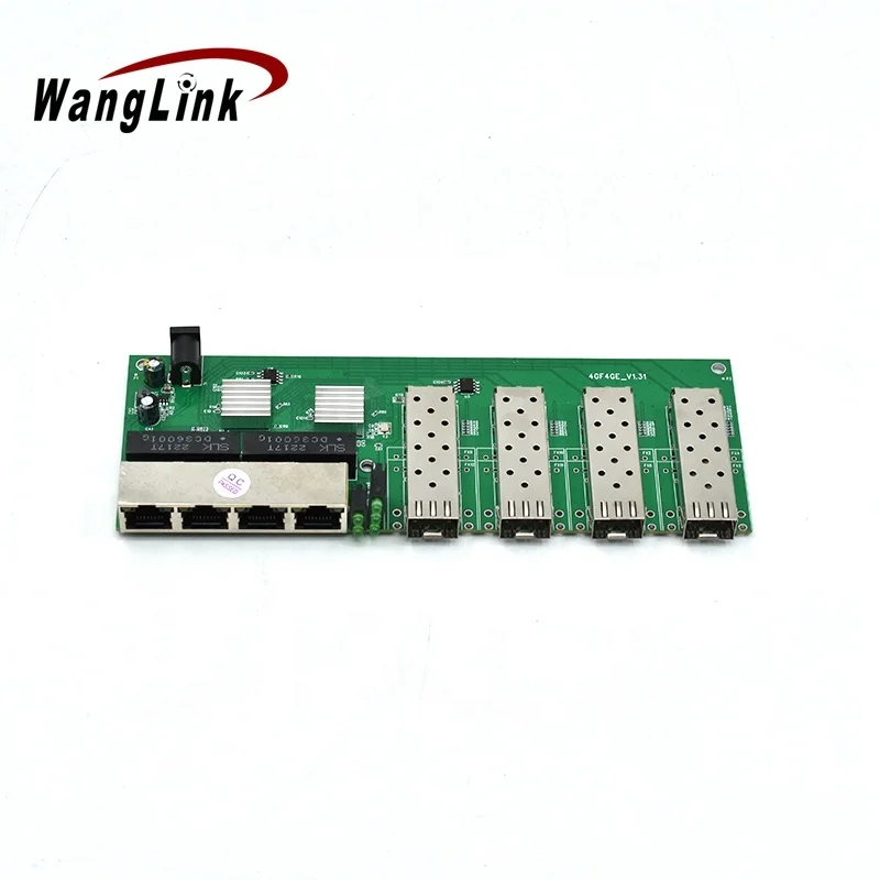 Wanglink-Gigabit Ethernet Switch, Fiber Optical Switch, 4 x SFP Port, 4RJ45, 10/100/1000M PCB Board