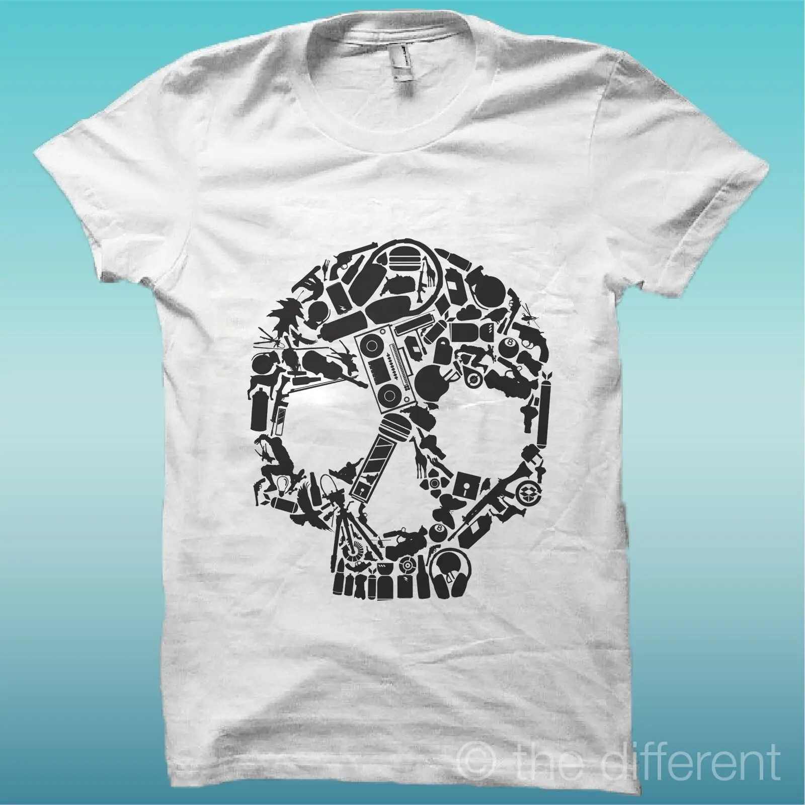 

T-shirt "Skull Objects Skull" White The Happiness is Have My T-shirt New