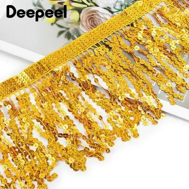 2/5/9Meters 16cm Sequin Tassel Fringe Lace Trim for Sewing Curtain Latin Dress Clothes Fabric DIY Decorative Ribbon Accessories