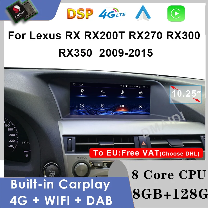 Factory Price For Lexus RX RX270 RX350 RX450H 10.25” Car Radio Multimedia Video Player CarPlay Autoradio GPS Navigation 09-2015