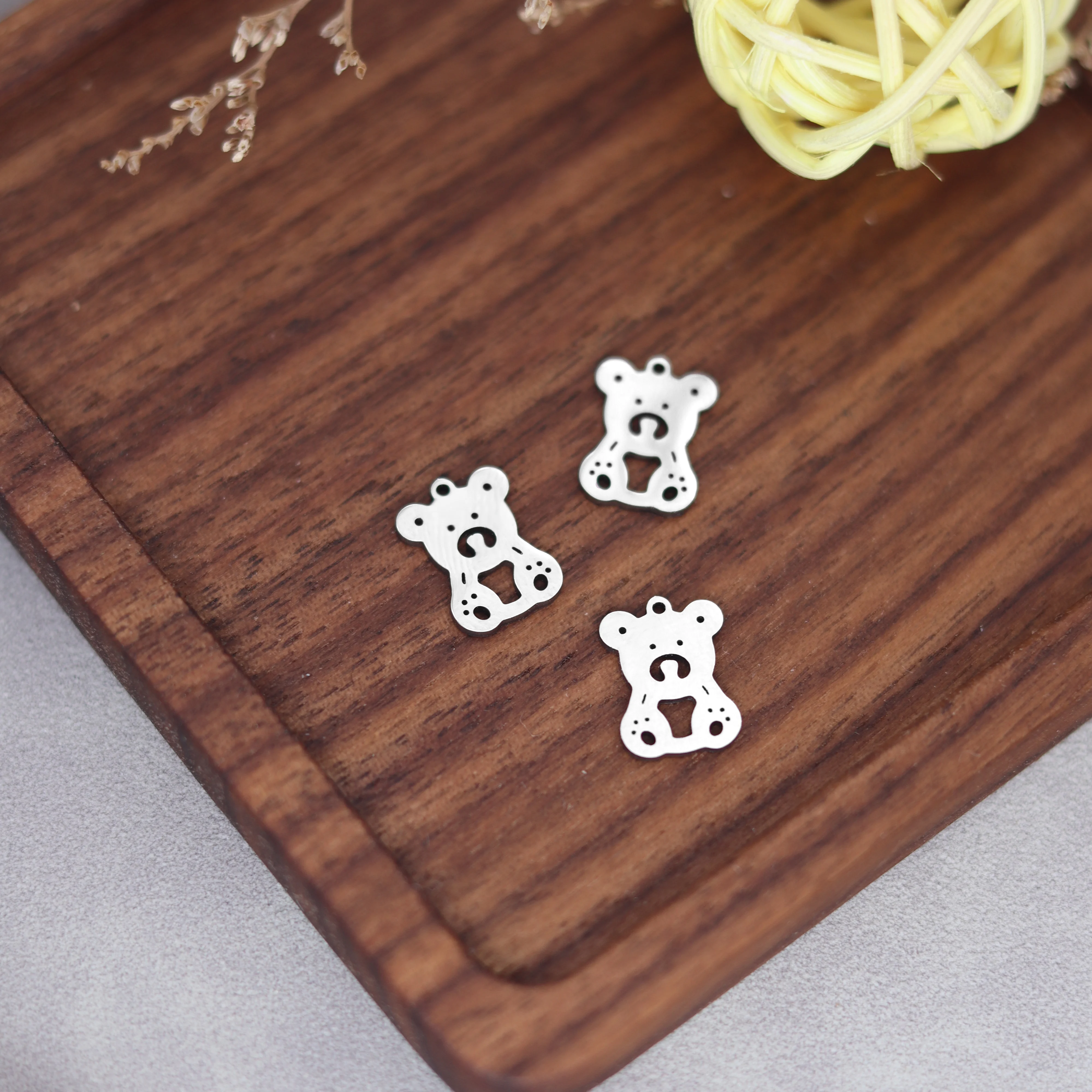 3PCS/LotTeddy Bear Pendant  Minimalist Animal Pendant Cute Mini Bear  pendant Necklace for Jewelry Making for Men and Women