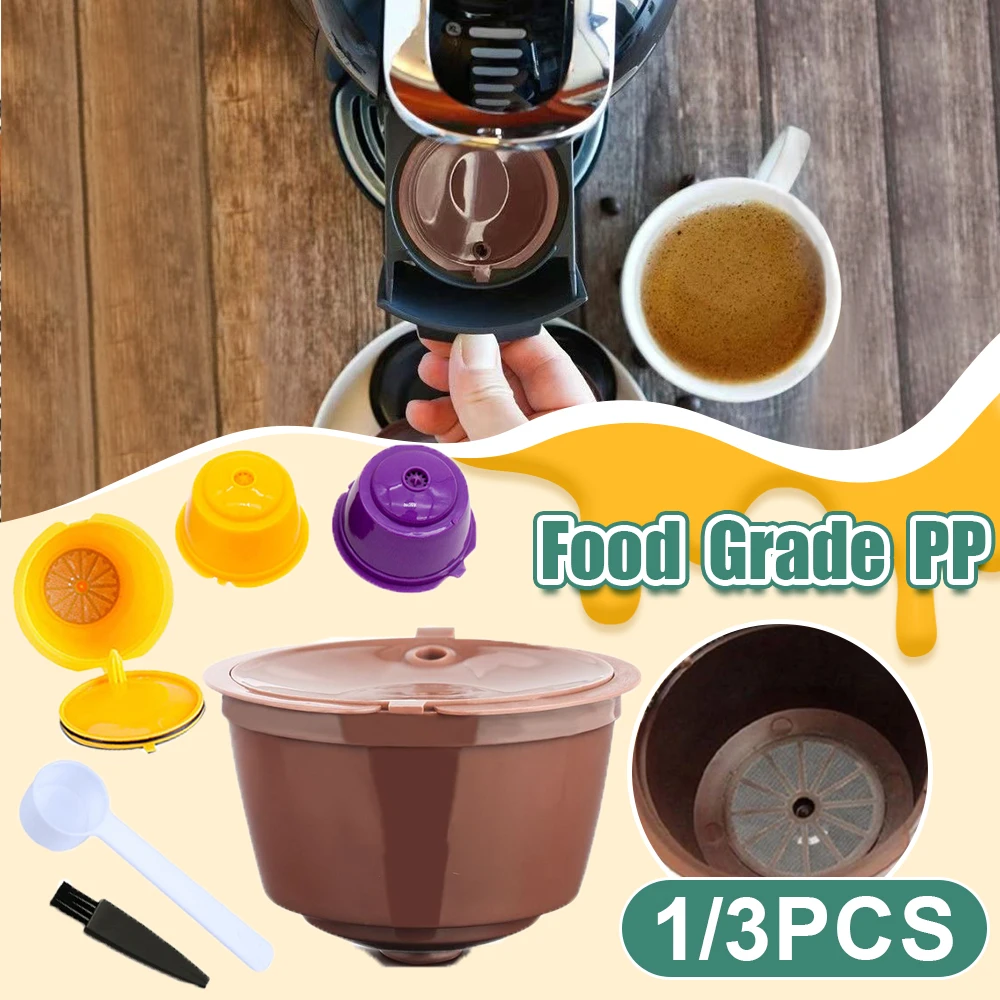 Reusable Coffee Capsule Filter Cup For Nescafe Dolce Gusto Refillable Caps Spoon Coffee Strainer Tea Basket Kitchen Accessory