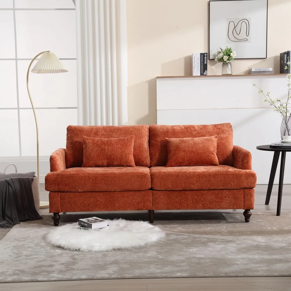 2024 New 68” Comfy Sofa Couch with Extra Deep Seats, Chenille Loveseat Comfy Small Couches, 2-Seat Upholstered